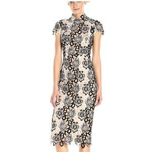 Monique Lhuillier black-white floral lace dress